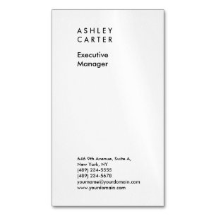 Professional elegant white plain minimalist modern magnetic business card