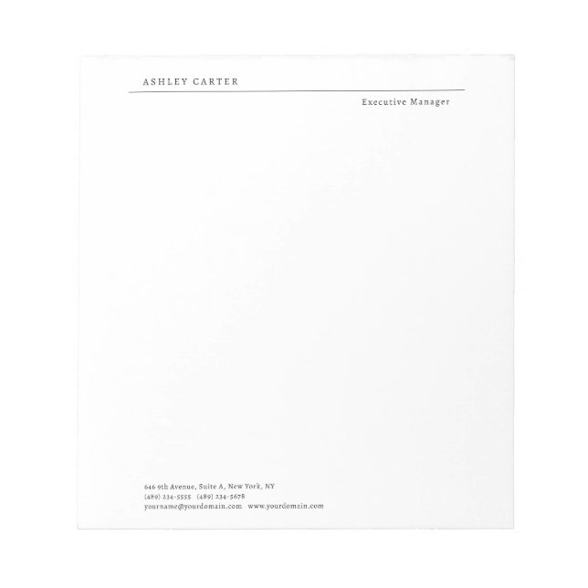 Professional elegant white plain minimalist modern notepad (Front)