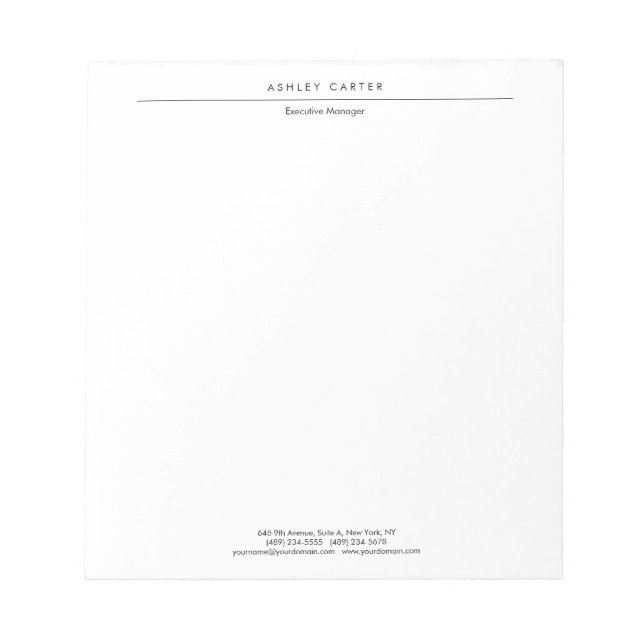 Professional elegant white plain minimalist modern notepad (Front)