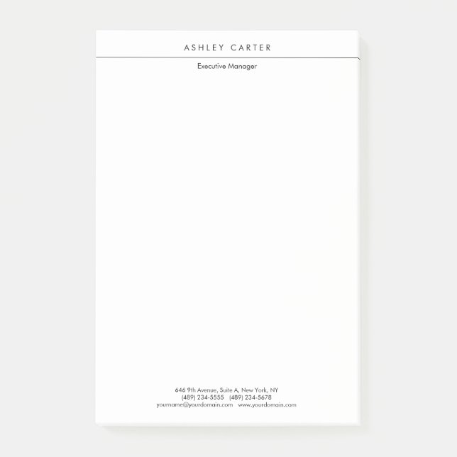 Professional elegant white plain minimalist modern post-it notes (Front)