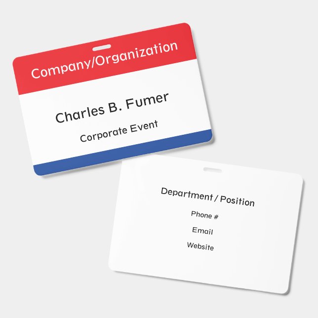     Professional Employee Event Name Tag ID Badge (Front & Back)