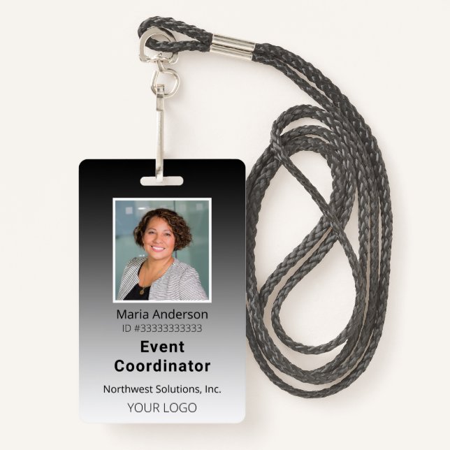Professional Employee Gradient Black ID Badge (Front with Lanyard)