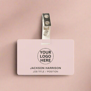 Professional Employee ID Blush Pink Company Logo ID Badge