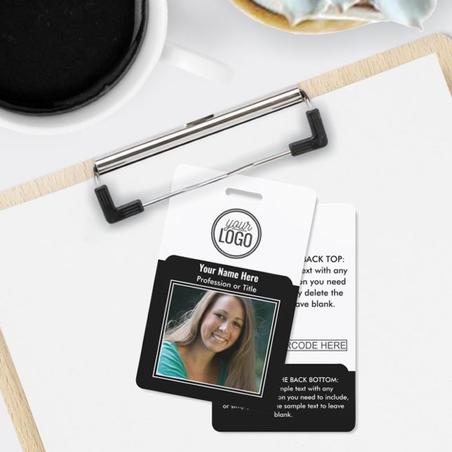 Professional Employee Logo Photo Barcode Black ID Badge (Creator Uploaded)