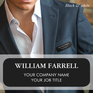 Professional Employee Name Tag Black Magnetic