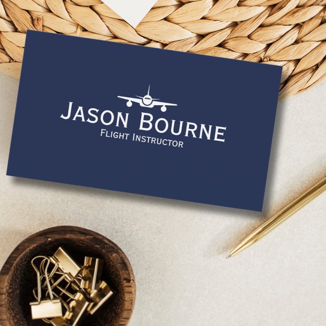 Professional Employee Photo QR Code Blue Aviation  Business Card (Creator Uploaded)