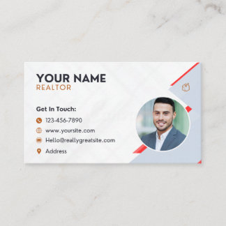 Professional Employee Photo white red Real Estate Business Card