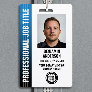 Professional Employee Staff ID Photo Logo Blue Badge