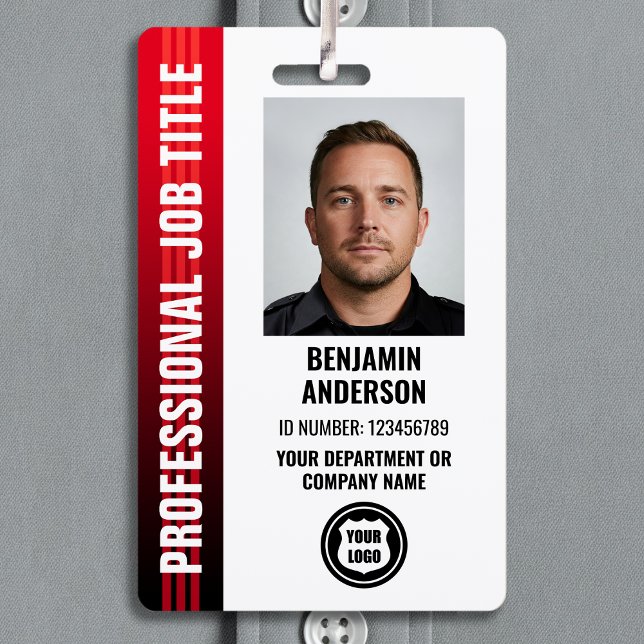 Professional Employee Staff ID Photo Logo Red ID Badge (Creator Uploaded)