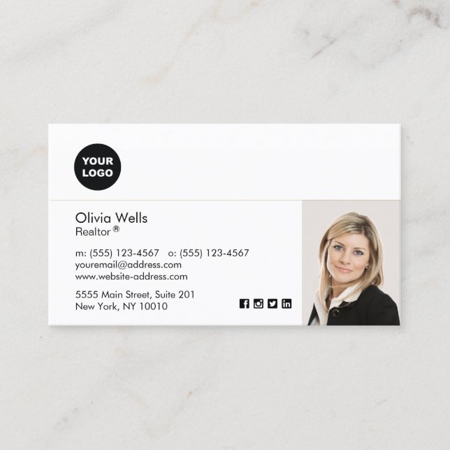 Professional Employee White Photo Business Ca Card (Front)