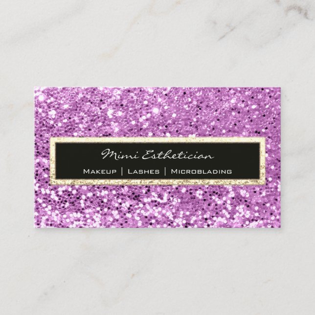 Professional Event Eyelash Glitter Gold Black Purp Business Card (Front)