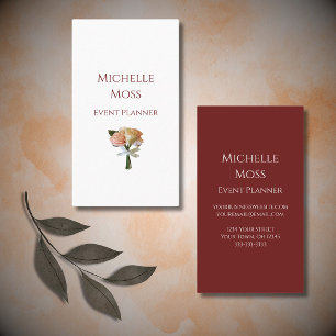 Professional Event Planner Elegant Blush Roses Business Card