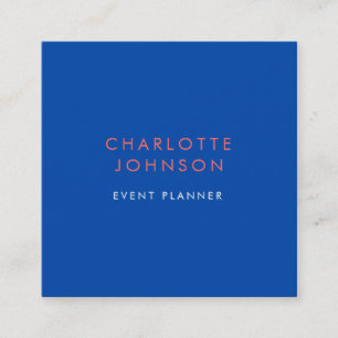 Professional Event Planner Minimalist Cobalt Blue Square Business Card