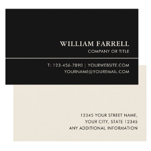 Professional Executive Black Cream Custom Business Card