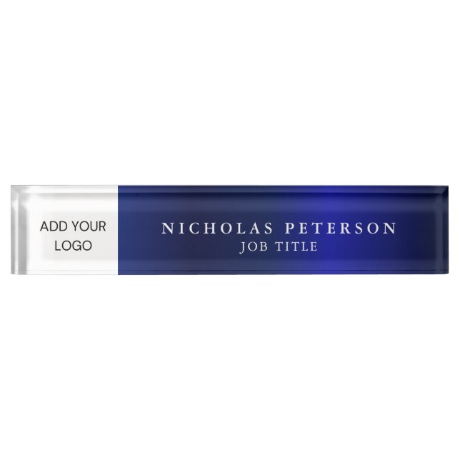 Professional Executive Metallic Navy Company Logo Nameplate (Front)