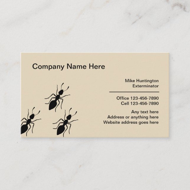 Professional Exterminator And Pest Control Business Card (Front)