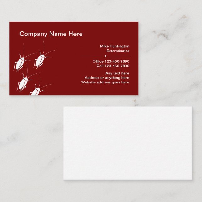Professional Exterminator And Pest Control Service Business Card (Front/Back)