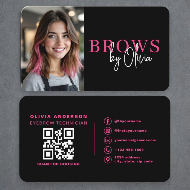 Professional Eyebrow Artist Photo QR Code Business Card (Creator Uploaded)