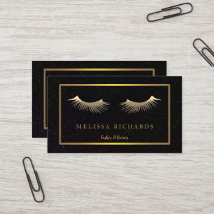 Professional Eyelashes Makeup Artist Black Business Card