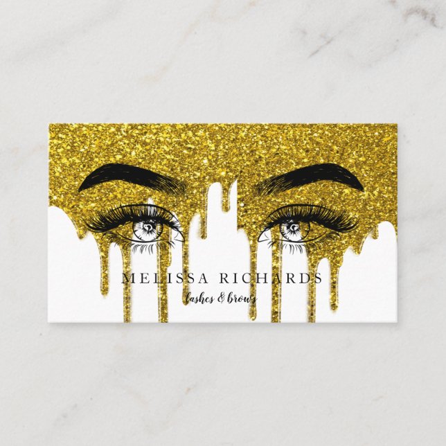 Professional Eyelashes Makeup Artist Black Drip Business Card (Front)
