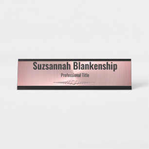 Professional Faux Pink Metallic Custom Desk Name Plate