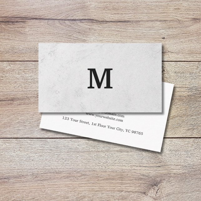 Professional Faux Stone Black Monogram Business Card (Creator Uploaded)