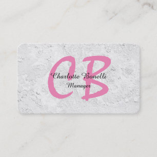 Professional Feminine Grey Wall Pink Monogram Business Card