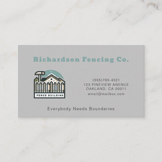 Professional Fence Company Fencing Service Business Card (Front)