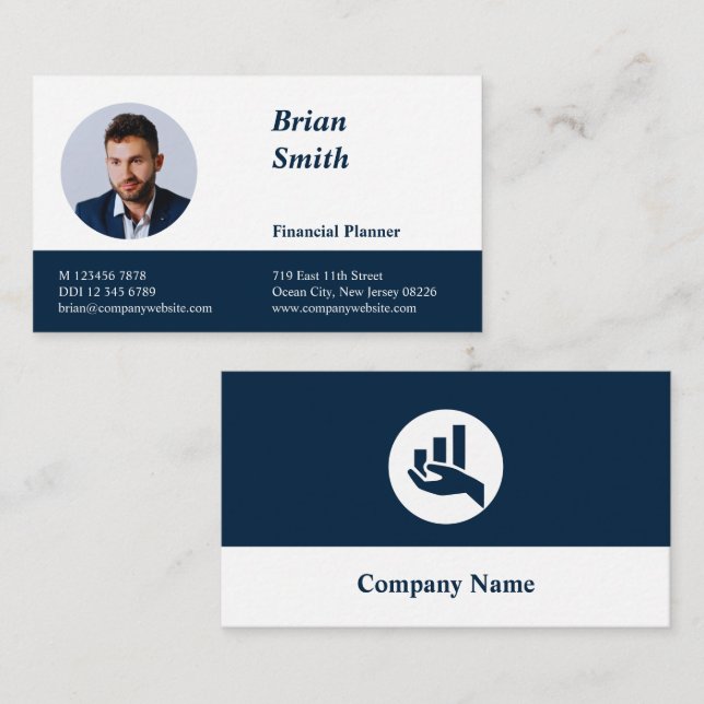 Professional Financial Planner Blue Business Card (Front/Back)