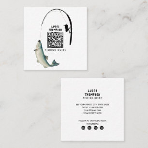 Professional Fishing Guide Charters QR Code Square Business Card