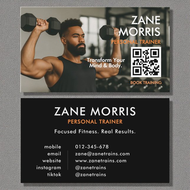 Professional Fitness Coach Photo QR Code Business Card (Creator Uploaded)