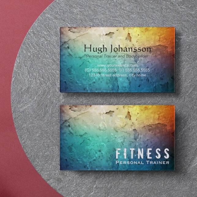 Professional Fitness Personal Trainer Colour Grung Business Card (Creator Uploaded)
