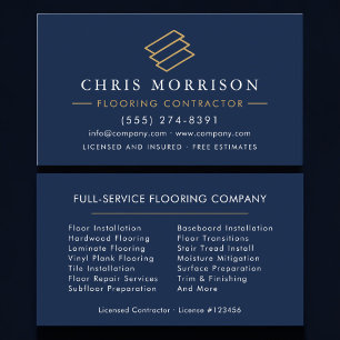 Professional Flooring Service Wood Tile Contractor Business Card