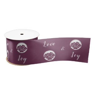 Professional Florist Logo 'Love and Joy' Purple Satin Ribbon