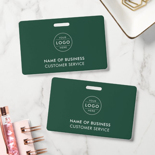 Professional Forest Green Custom Company Logo ID Badge (Office)