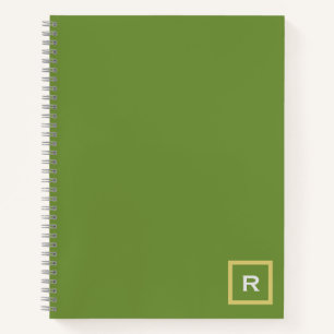 Professional Forest Green Solid Colour Initial Notebook