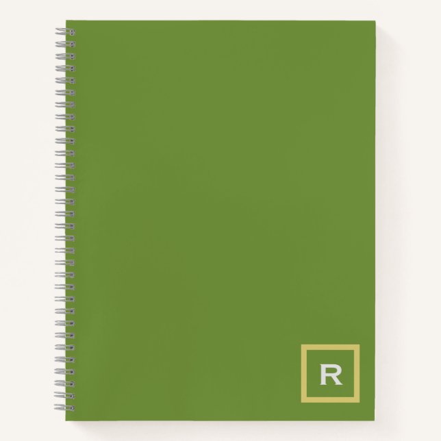 Professional Forest Green Solid Colour Initial  Notebook (Front)