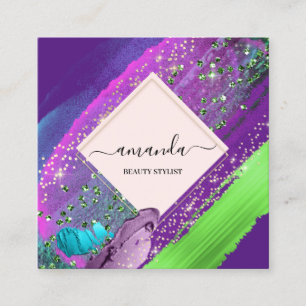 Professional Frame Beauty Makeup Logo Abstract Square Business Card