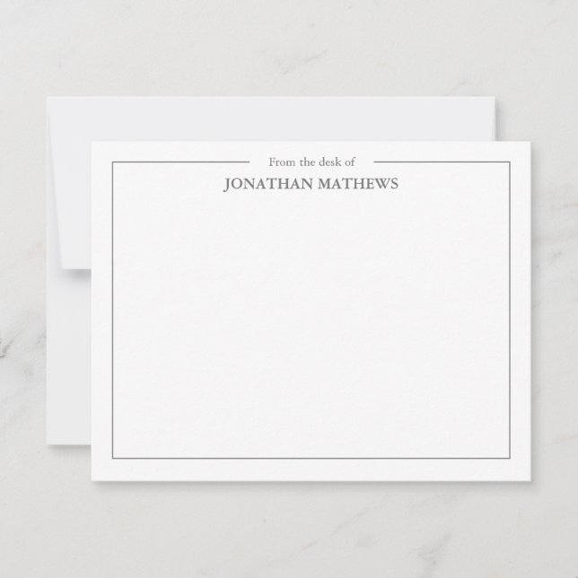 Professional From the desk of Square Border Grey Card (Front)