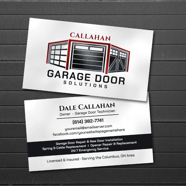 Professional Garage Door Services Technician Business Card (Creator Uploaded)