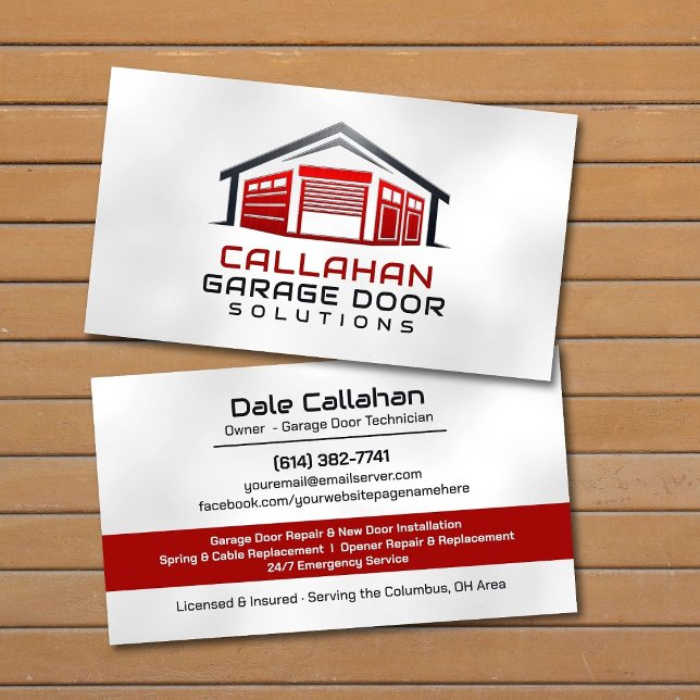 Professional Garage Door Services Technician Business Card (Creator Uploaded)