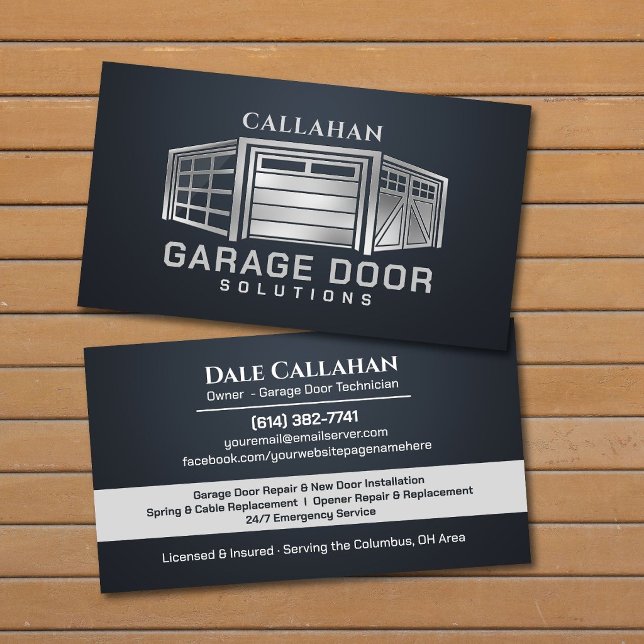 Professional Garage Door Services Technician Business Card (Creator Uploaded)