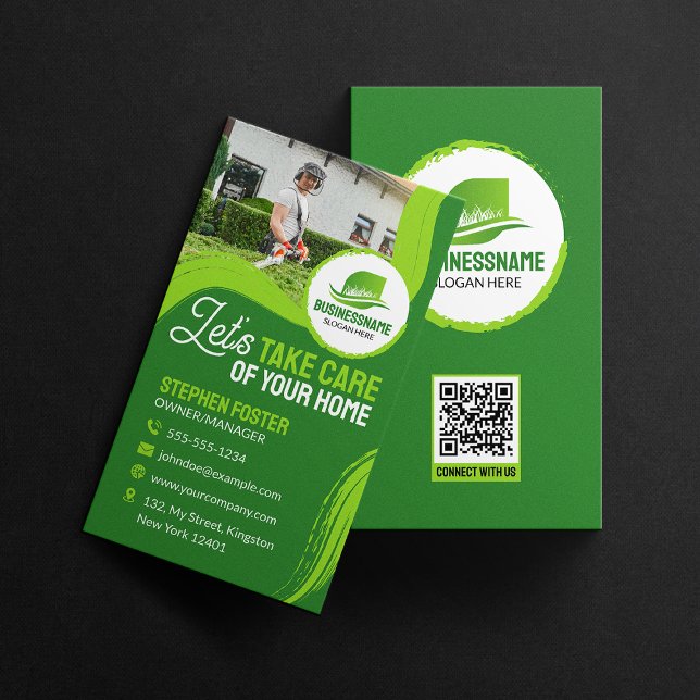 Professional Gardening Landscaping Lawn Care Mow Business Card (Creator Uploaded)