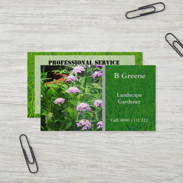 Professional Gardening Service Business Card (Front/Back In Situ)