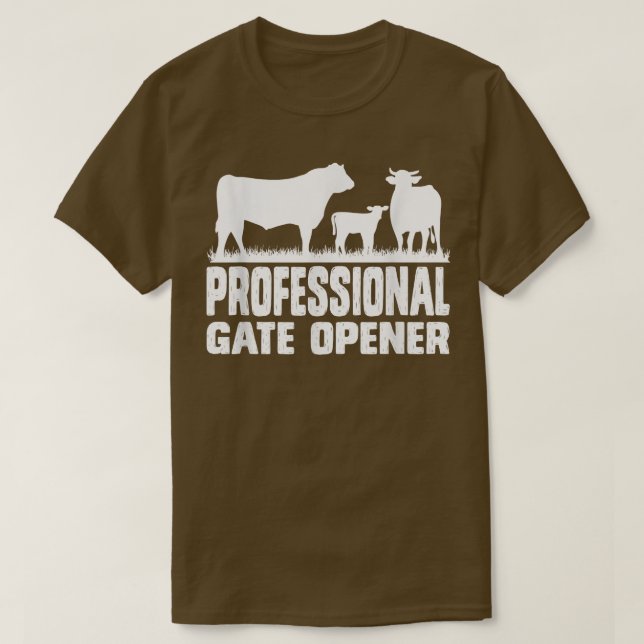 Professional Gate Opener Cow Apparel T-Shirt (Design Front)