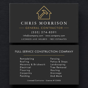 Professional General Contractor Business Card