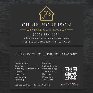 Professional General Contractor QR Code  Business Card