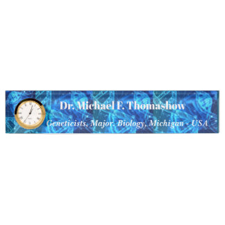 Professional Geneticist Name Display with Blue Nameplate