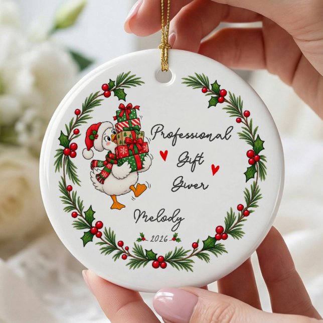 Professional Gift Giver Goose Christmas Ornament (Creator Uploaded)
