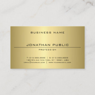 Professional Glam Gold Look Modern Sleek Plain Top Business Card